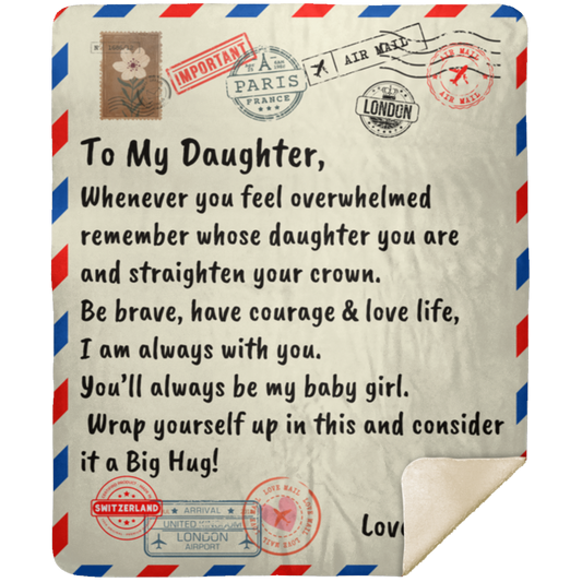 To My Daughter, Love Mom Letter BlanketPremium Sherpa Blanket 50x60