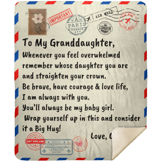 To My Granddaughter, Love, Grandma Letter Blanket  Premium Sherpa Blanket 50x60