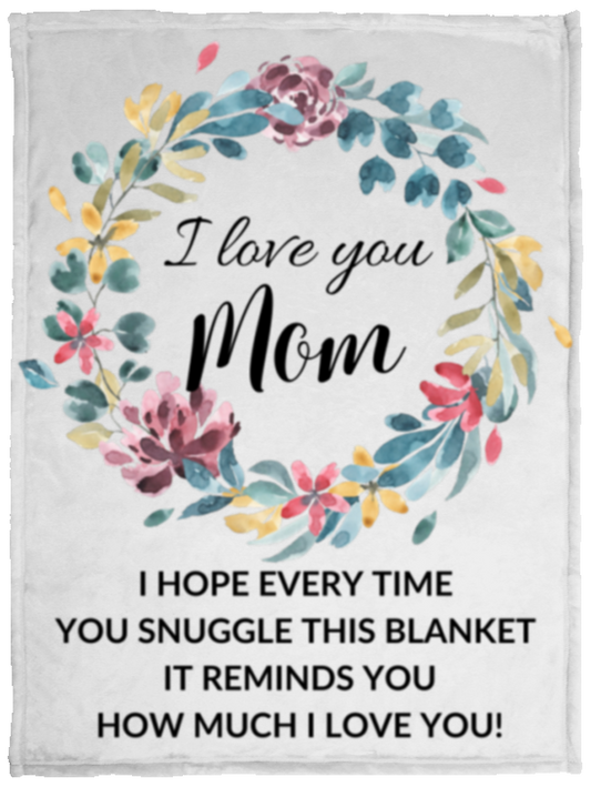 I Love You Mom Floral Blanket
