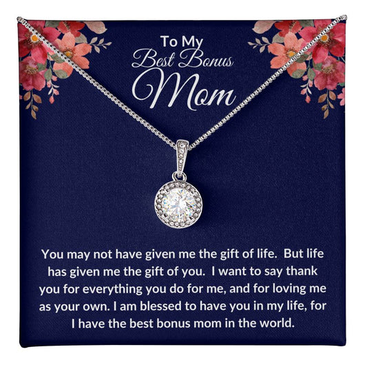 To My Best Bonus Mom: Eternal Hope Necklace a Wonderful Gift for Mother's Day, Birthday, or Anytime you Wish to Share Your Love