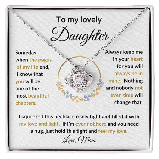 To My Lovely Daughter, Love Mom | Love Knot Necklace