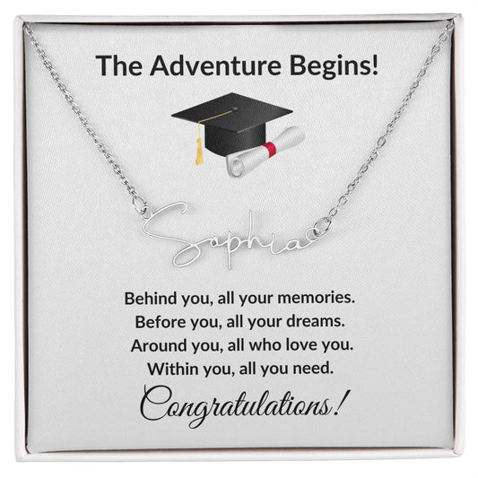 The Adventure Begins! Name Necklace