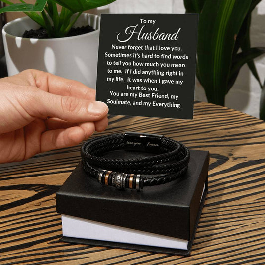 To my Husband | Never Forget | Love You Forever Bracelet | Tell him how much you care with this great gift for all occasions.
