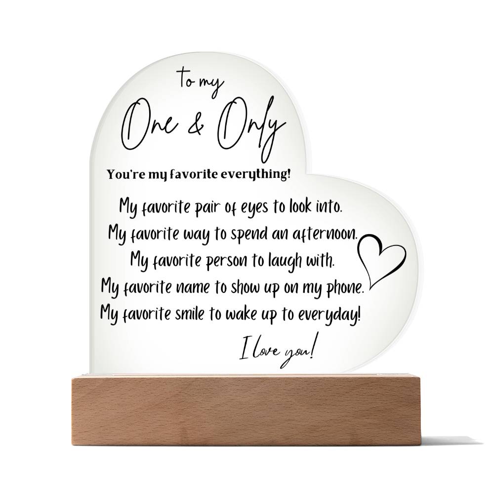 To My One & Only | Great Gift for Anniversary, Birthday, Christmas or Anytime you want to let her know how much you care.