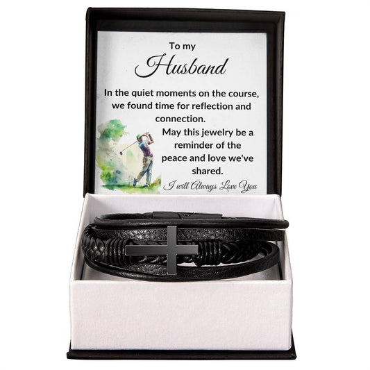 To My Husband|  In the quiet moments | Golf Themed | Men's Cross Bracelet | For the Golfer in you life, this is a great gift for Birthday, Anniversary, Christmas, or anytime.