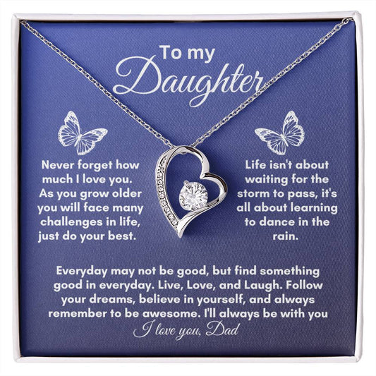 To My Daughter | Never Forget |Butterfly | Dad | Forever Love Necklace | She will be trilled to open this gift