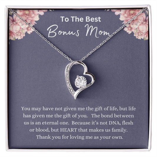 To My Best Bonus Mom, Forever Love Necklace an Ideal Gift for Birthday or Mother's Day