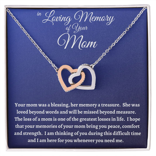 In Loving Memory Of Your  Mom | Interlocking Heart Necklace | Show your support to a loved one who has lost their mom