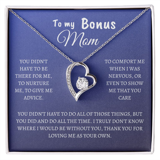 To My Bonus Mom, Forever Love Necklace: A Wonderful way to say I'm thinking of you on her Birthday, Mother's day or any time you are thinking of her