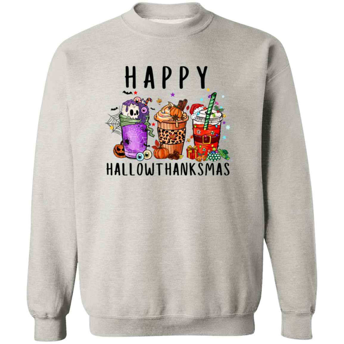 Happy HallowThankmas  Crewneck Pullover Sweatshirt