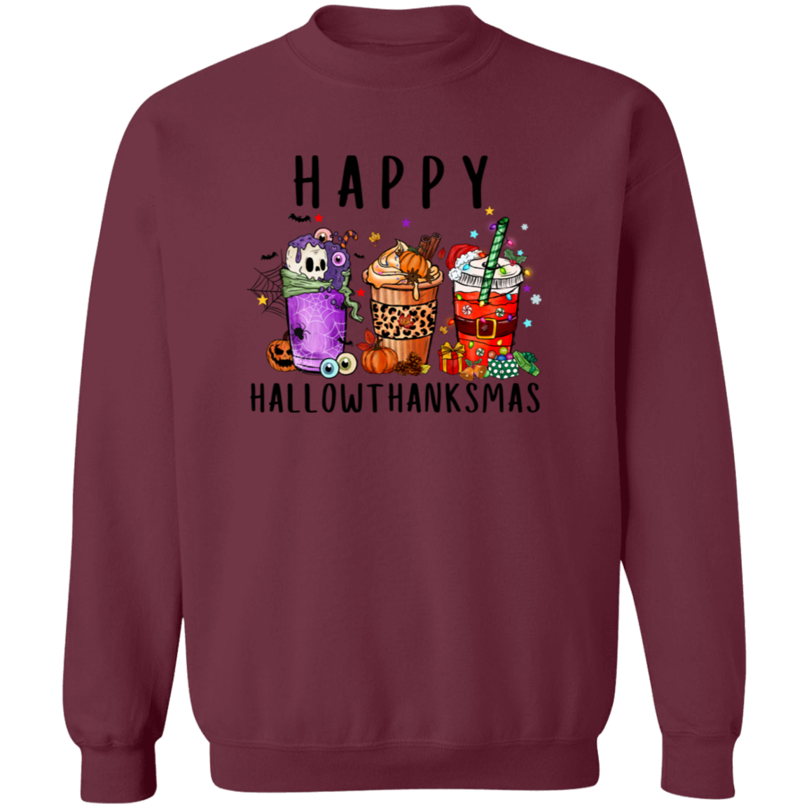 Happy HallowThankmas  Crewneck Pullover Sweatshirt