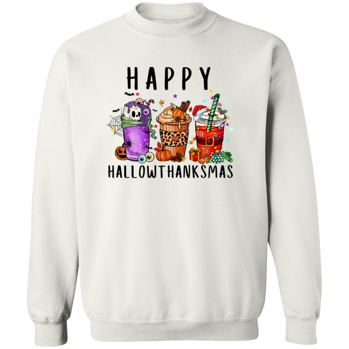 Happy HallowThankmas  Crewneck Pullover Sweatshirt