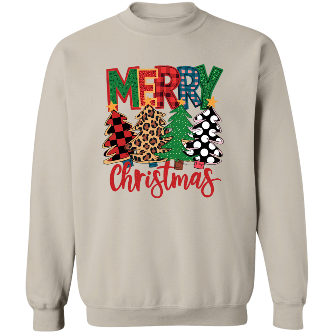 Merry Christmas Trees Crewneck Pullover Sweatshirt