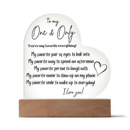 To My One & Only | Great Gift for Anniversary, Birthday, Christmas or Anytime you want to let her know how much you care.