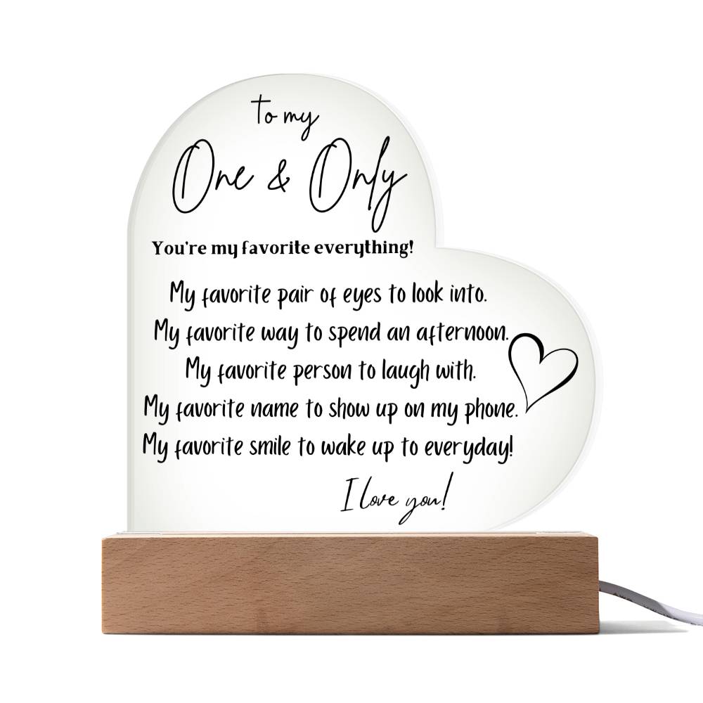 To My One & Only | Great Gift for Anniversary, Birthday, Christmas or Anytime you want to let her know how much you care.